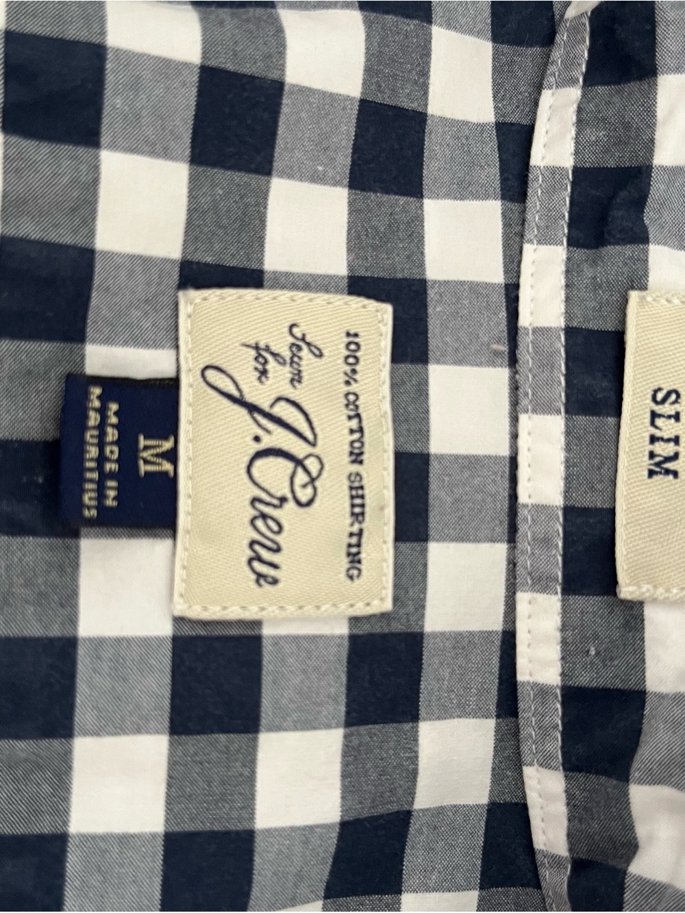Enhanced J. Crew Navy and White Gingham Button-Down Shirt Ruffle Collar - Picture 8 of 8